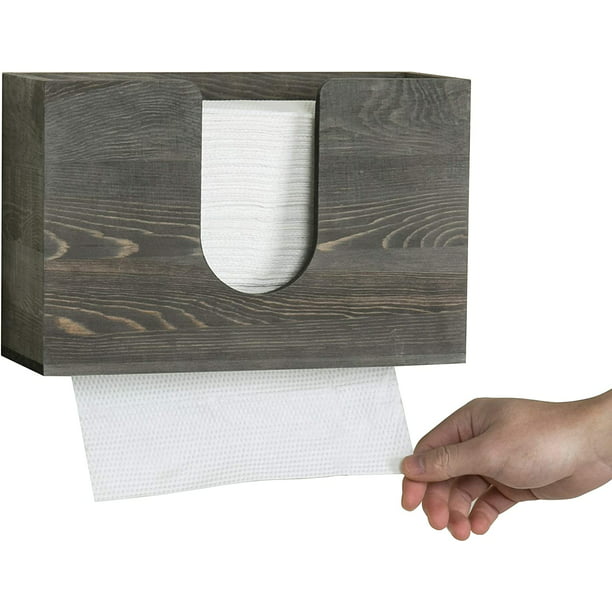 MyGift Vintage Grey Wood Wall Mounted Bathroom Paper Towel Dispenser